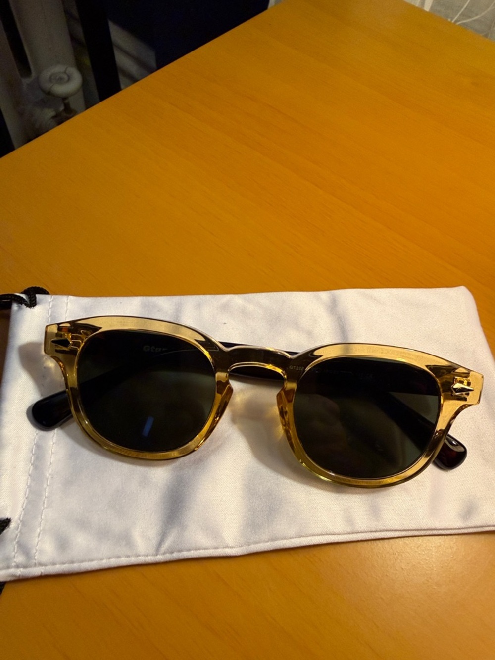 Transparent Amber Frame Sunglasses with Dark Lenses - Picture 2 of 4